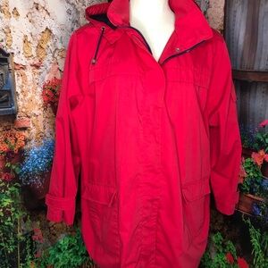 Vintage Hunters Run Jacket Womens 2X Red Full Zip Removable Hood